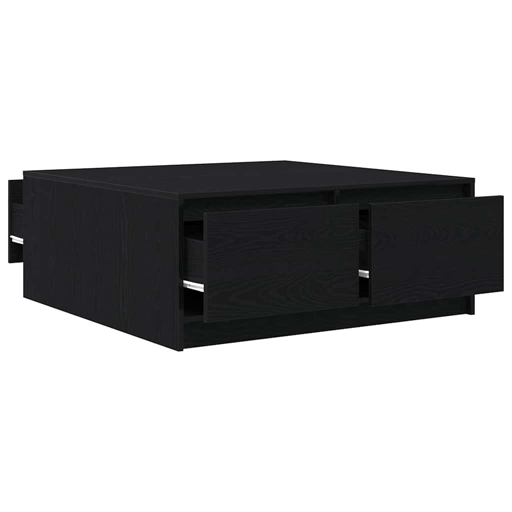 Salongbord med skuffer svart eik 100x100x40 cm