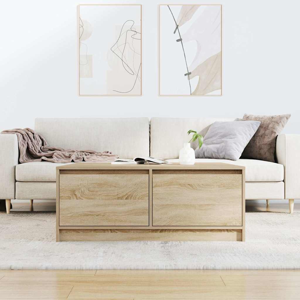 Salongbord med skuffer sonoma eik 100x100x40 cm
