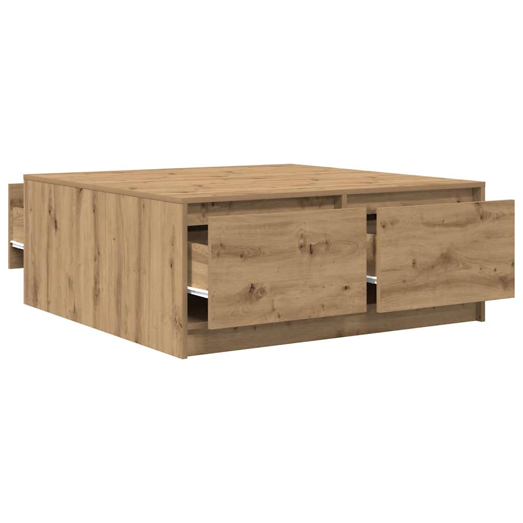 Salongbord med skuffer artisan eik 100x100x40 cm