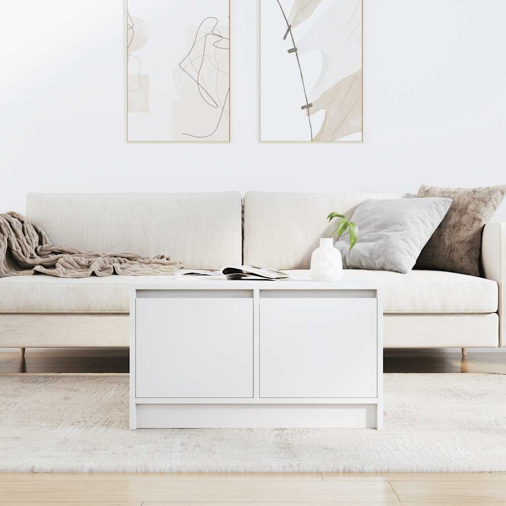 Salongbord med skuffer hvit 70,5x70x40 cm
