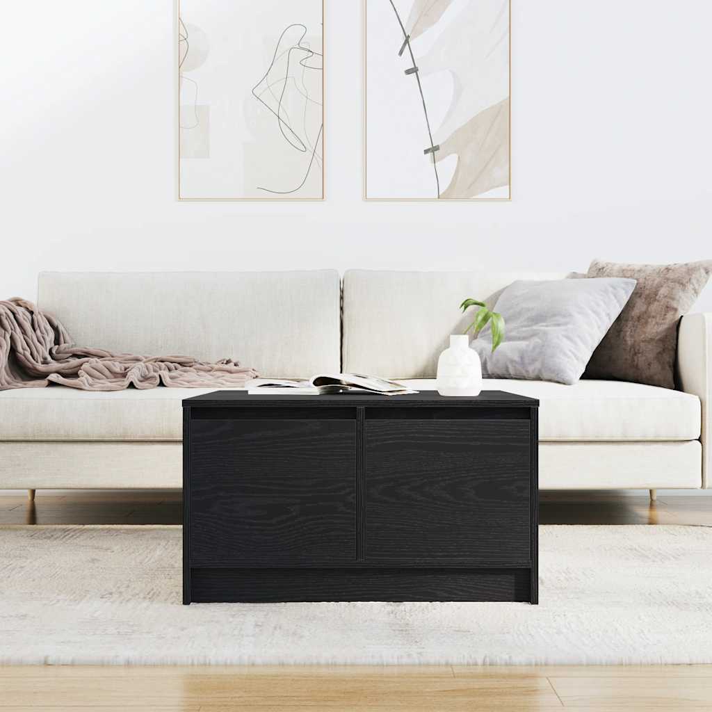 Salongbord med skuffer svart eik 70,5x70x40 cm
