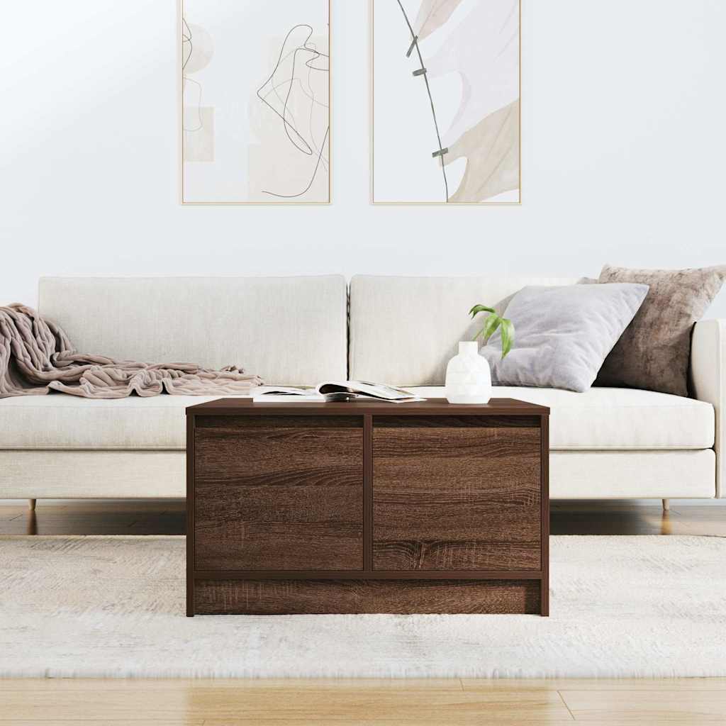 Salongbord med skuffer brun eik 70,5x70x40 cm