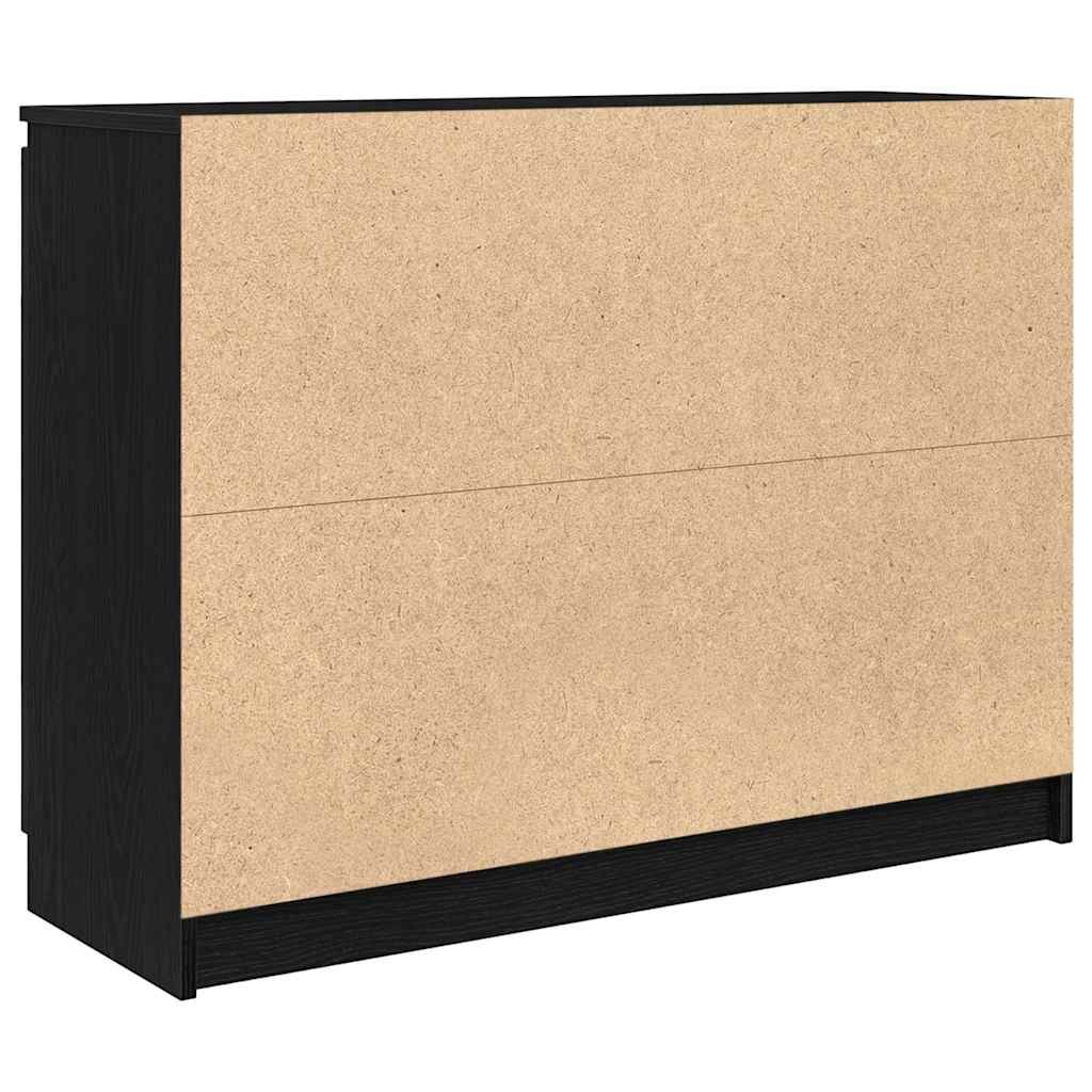 Skjenk med skuffer svart eik 100,5x35x76 cm konstruert tre vidaXL