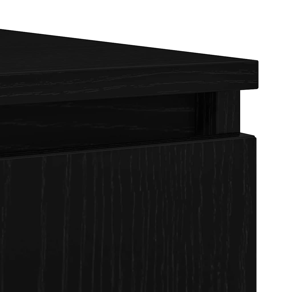 Skjenk med skuffer svart eik 100,5x35x98,5 cm konstruert tre