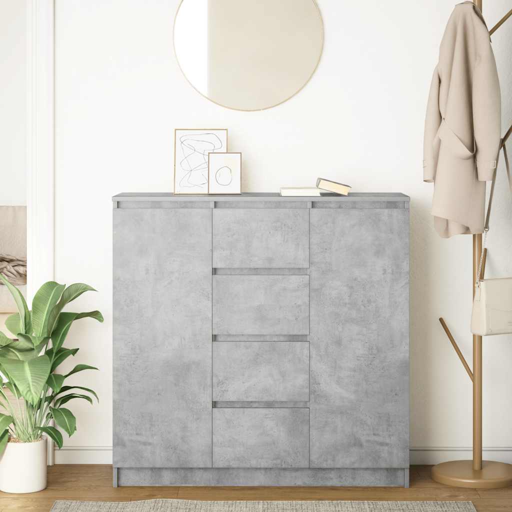 Skjenk med skuffer betonggrå 100,5x35x98,5 cm konstruert tre