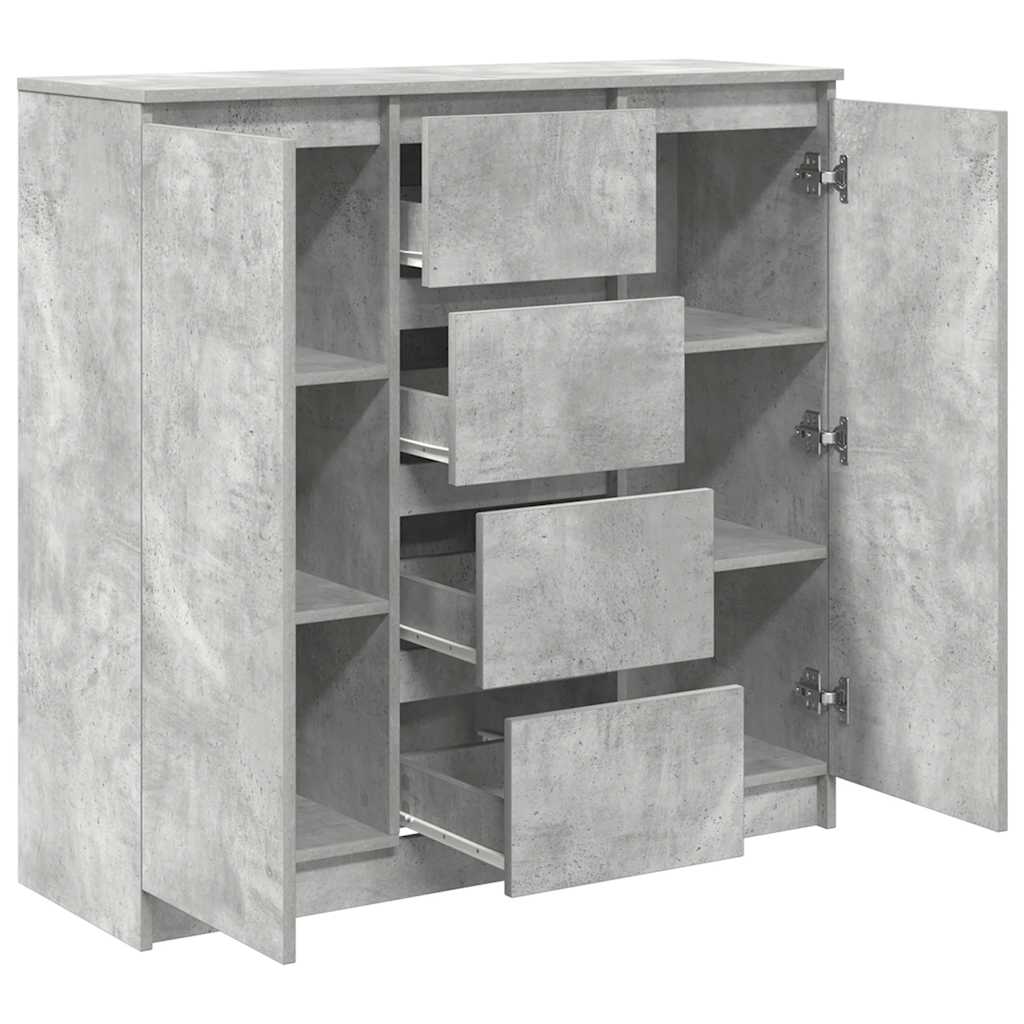 Skjenk med skuffer betonggrå 100,5x35x98,5 cm konstruert tre