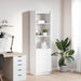 Highboard hvit 50x35x180 cm konstruert tre