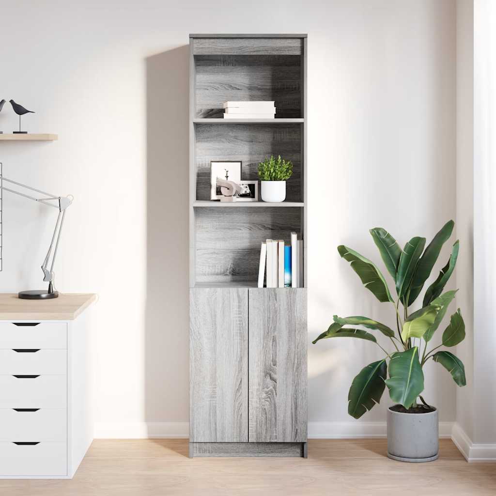 Highboard grå sonoma 50x35x180 cm konstruert tre