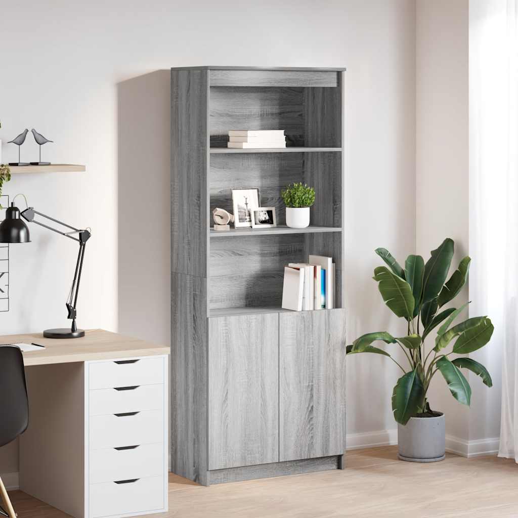 Highboard grå sonoma 70x35x180 cm konstruert tre