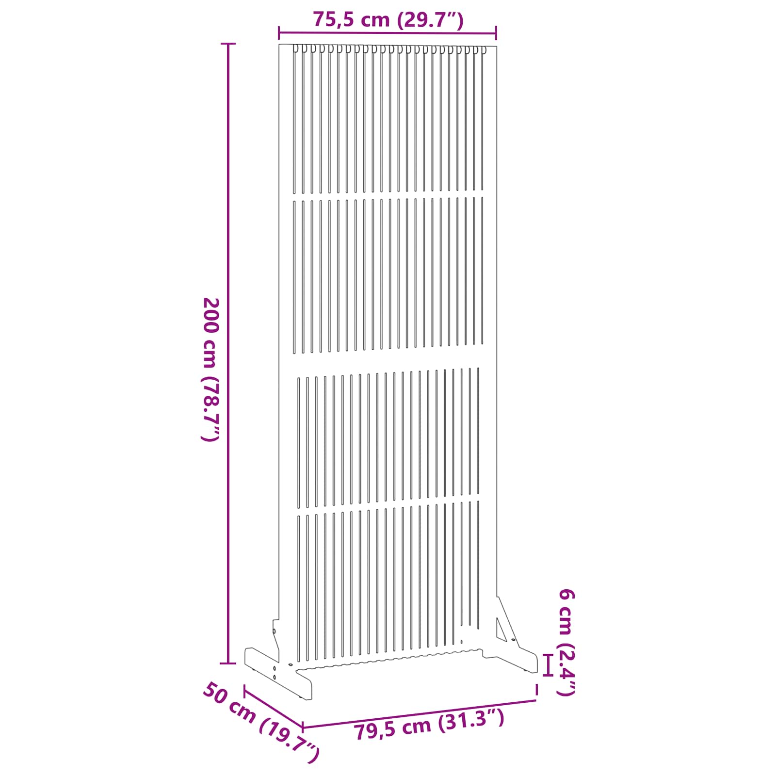 Personvernsvegg Brun 79.5 x 50 x 200 cm Massivt akasietre vidaXL