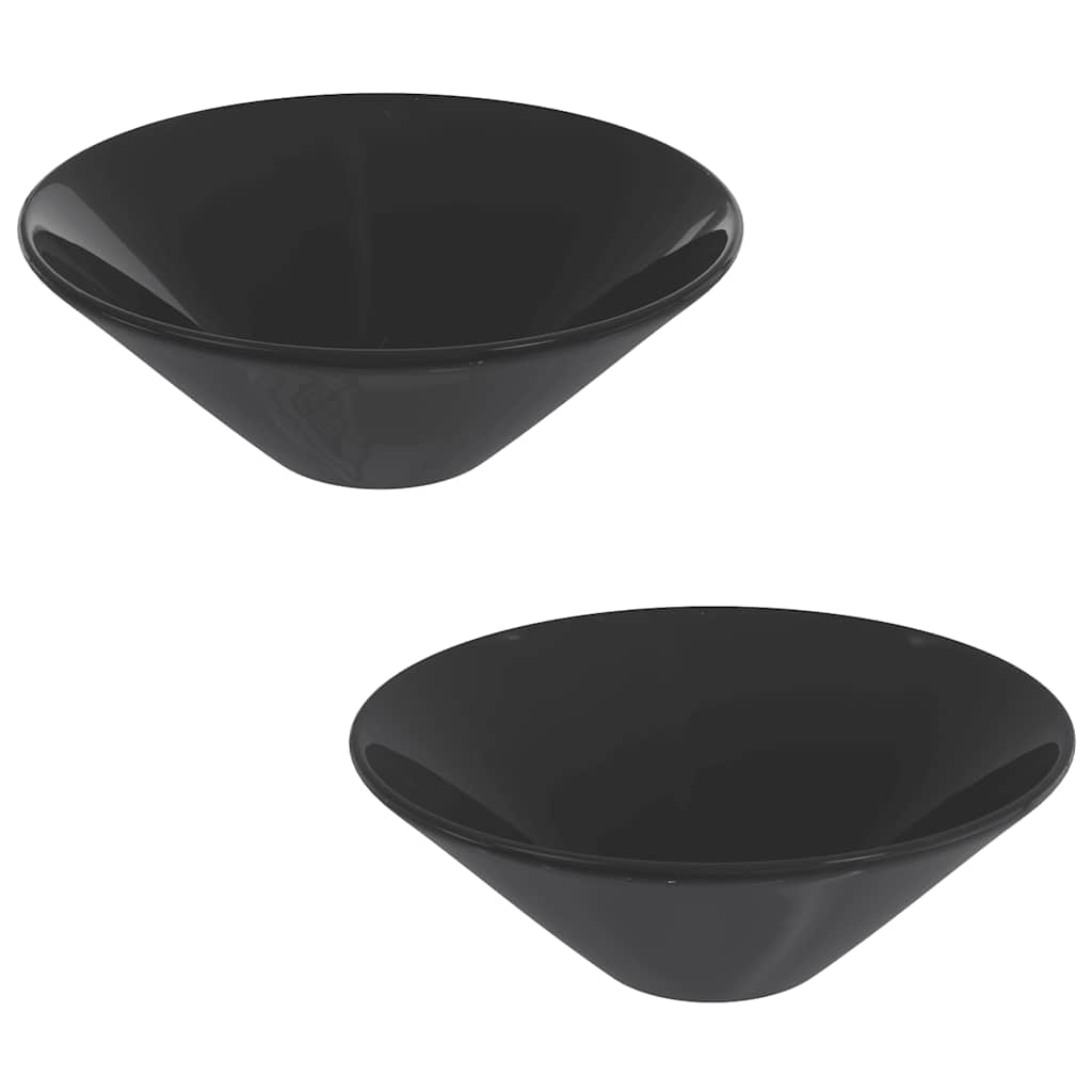 Servanter 2 stk glans svart Ø42x14 cm keramikk