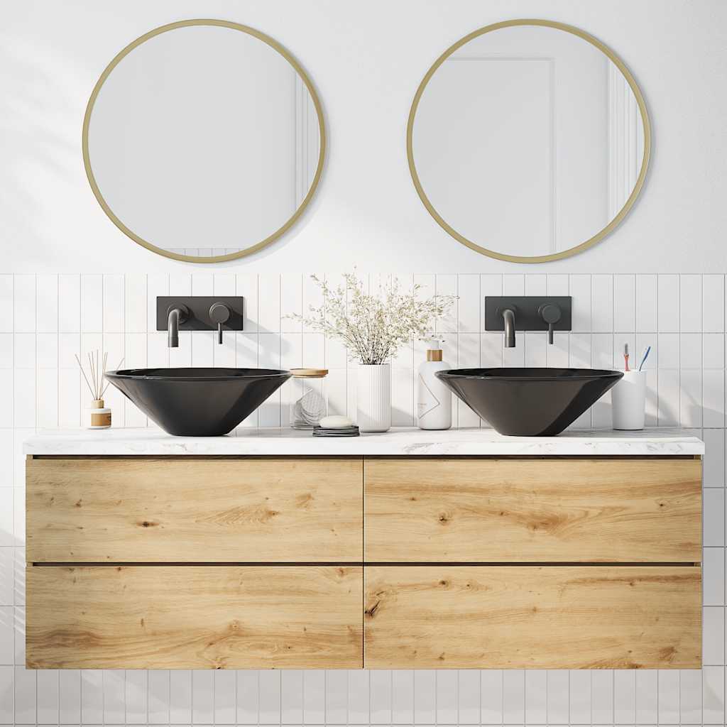 Servanter 2 stk glans svart Ø42x14 cm keramikk