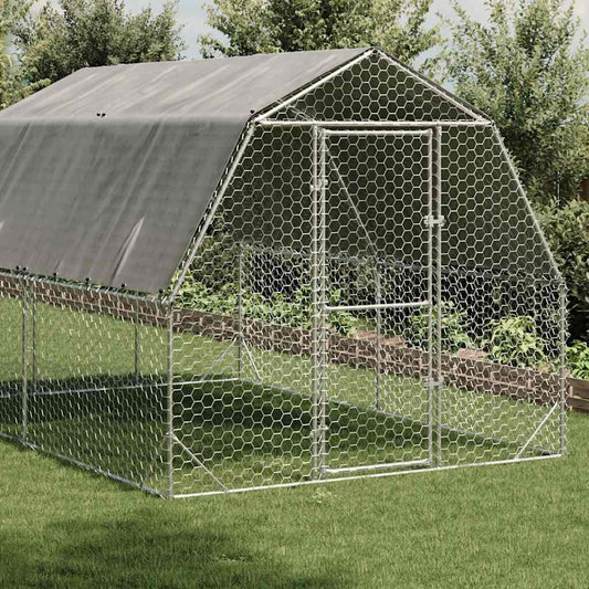 Kyllingløp med tak 2,5x4x2,25 m galvanisert stål