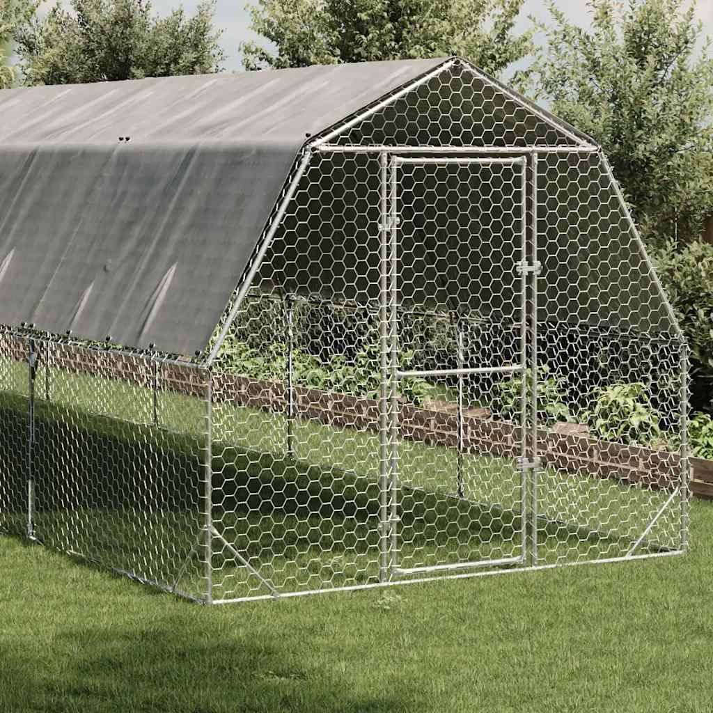 Kyllingløp med tak 2,5x10x2,25 m galvanisert stål