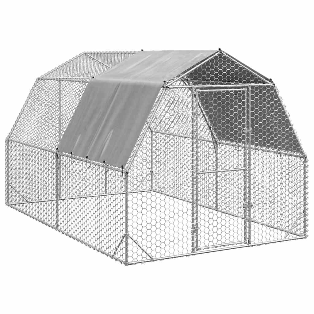 Kyllingløp med tak 2,5x4x2,25 m galvanisert stål