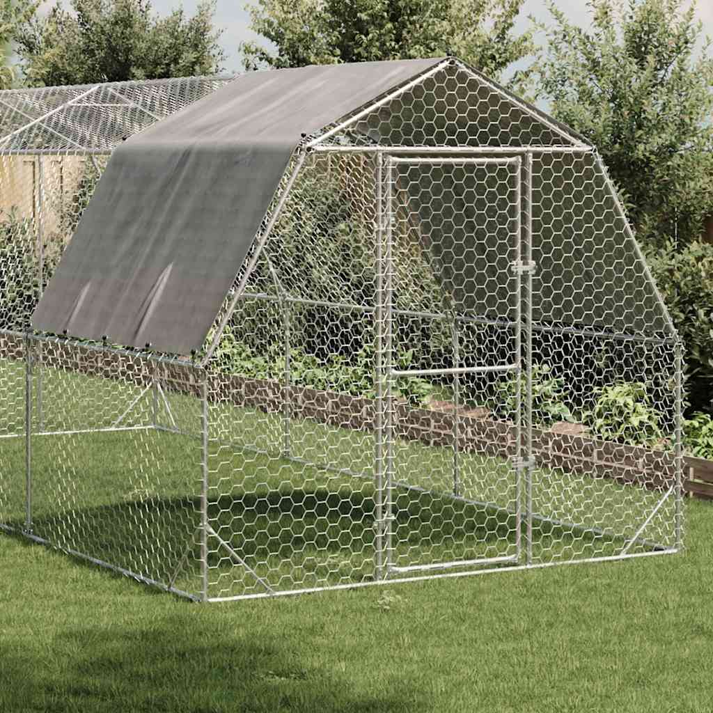 Kyllingløp med tak 2,5x6x2,25 m galvanisert stål