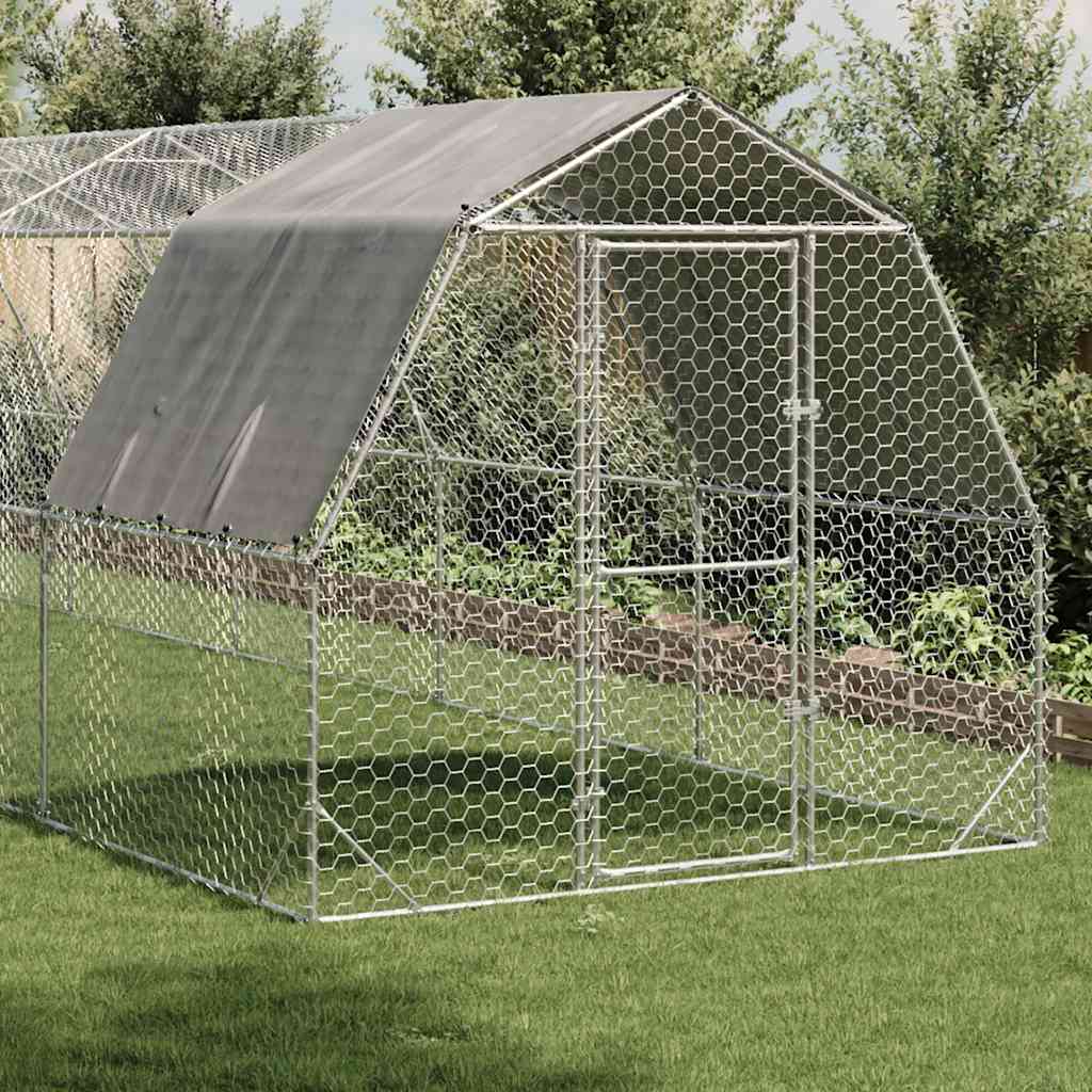 Kyllingløp med tak 2,5x10x2,25 m galvanisert stål