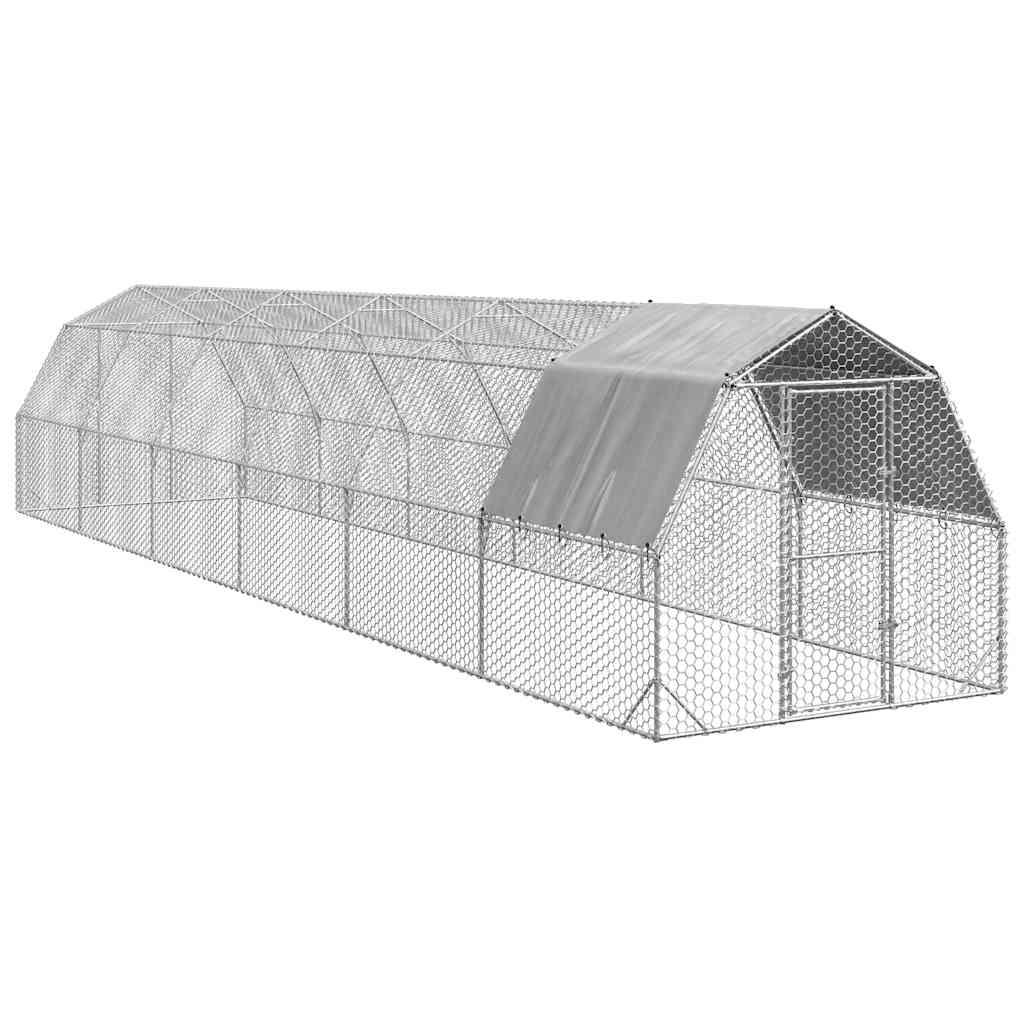 Kyllingløp med tak 2,5x12x2,25 m galvanisert stål