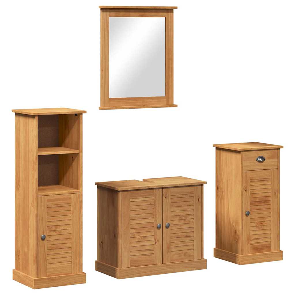Baderomsinnredningssett 4 pcs honningbrun 37 x 34 x 110 cm