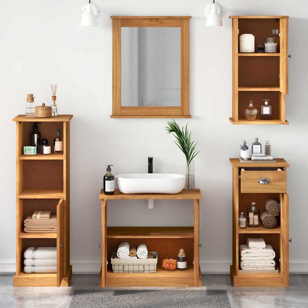 Baderomsinnredningssett 5 pcs honningbrun 37 x 34 x 110 cm