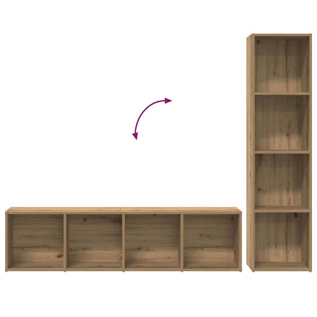 Bokskap 3 stk artisan eik konstruert tre