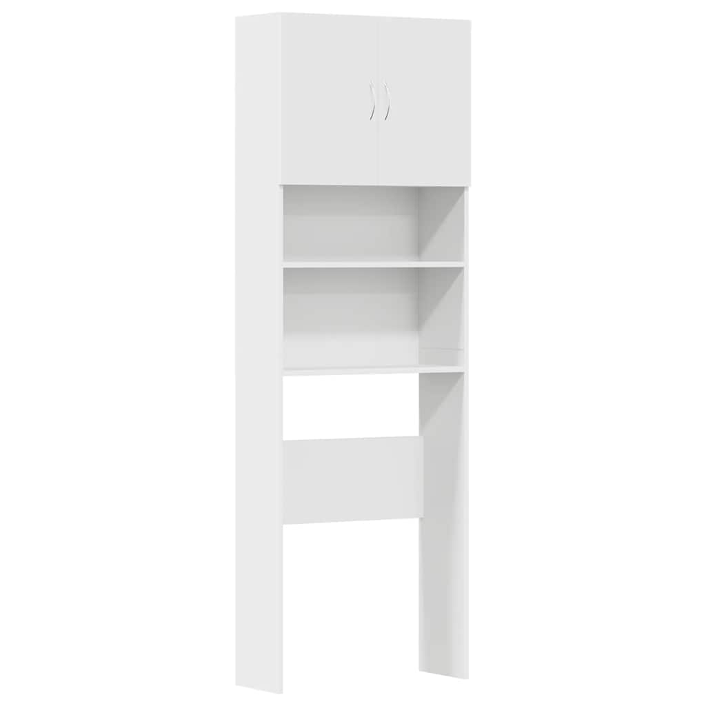Vaskemaskinskap hvit 64x24x190 cm konstruert tre