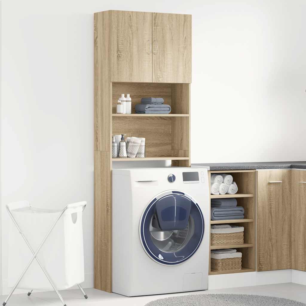 Vaskemaskinskap sonoma eik 64x24x190 cm konstruert tre
