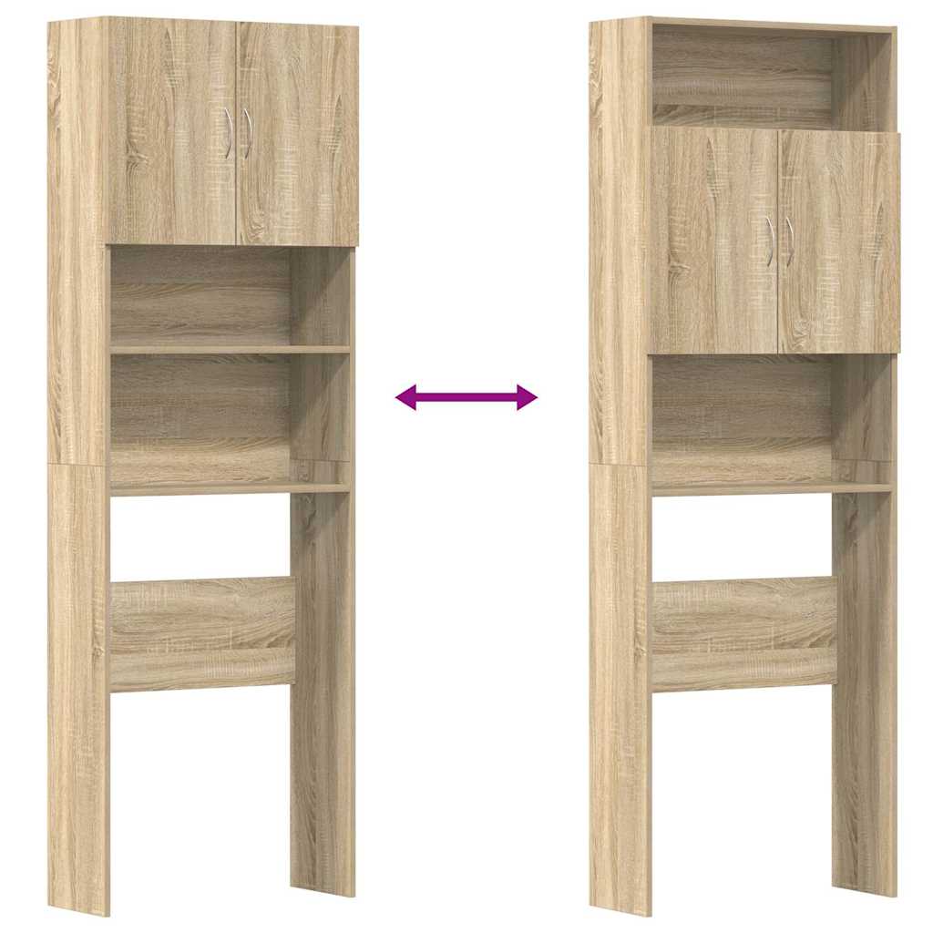 Vaskemaskinskap sonoma eik 64x24x190 cm konstruert tre