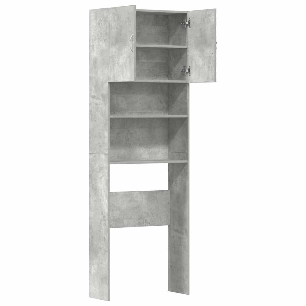 Vaskemaskinskap betonggrå 64x24x190 cm konstruert tre