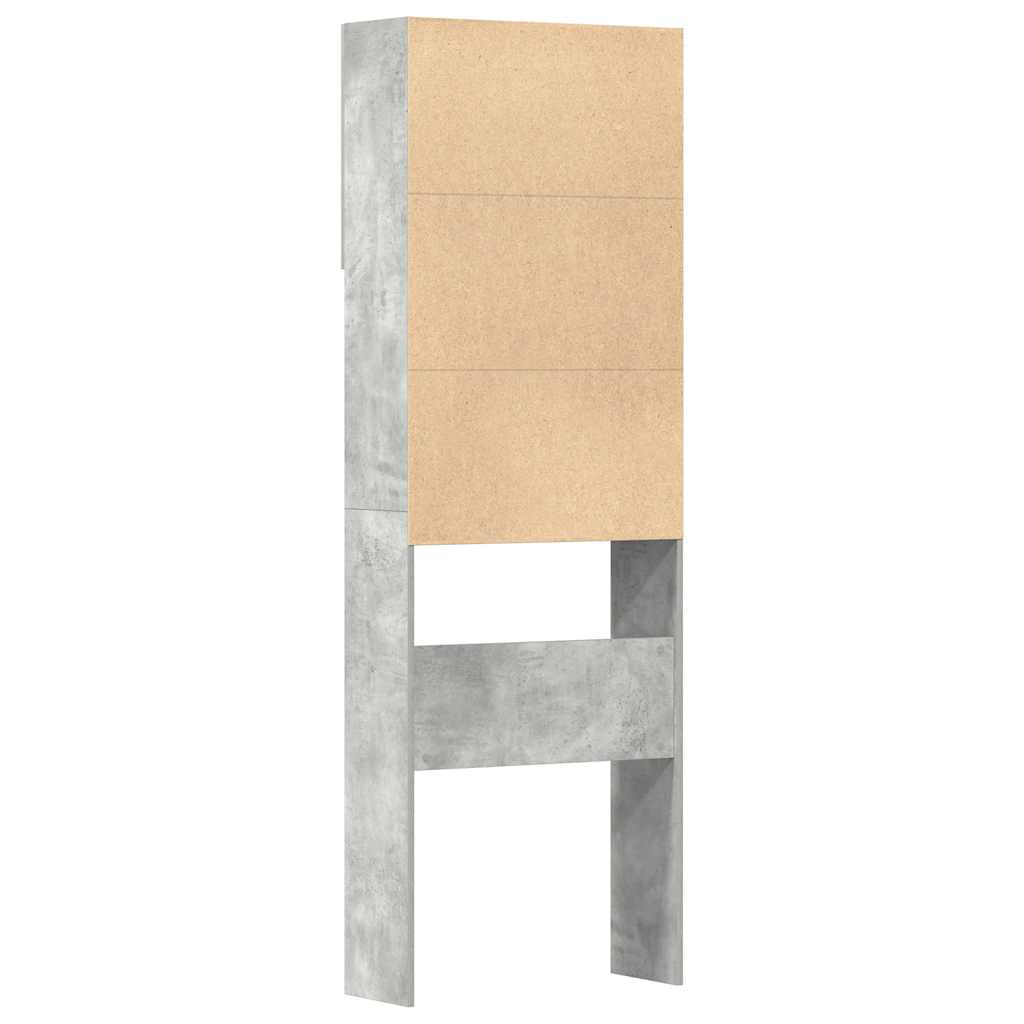 Vaskemaskinskap betonggrå 64x24x190 cm konstruert tre