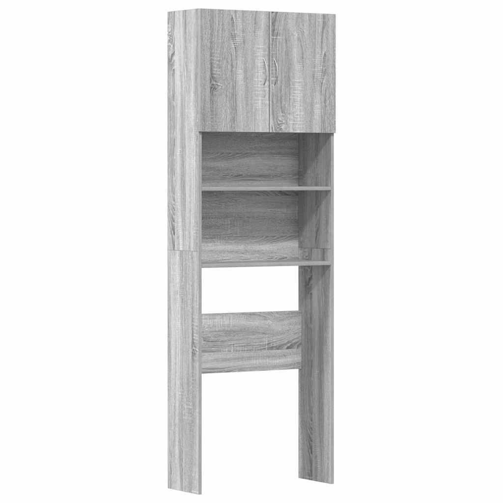 Vaskemaskinskap grå sonoma 64x24x190 cm konstruert tre