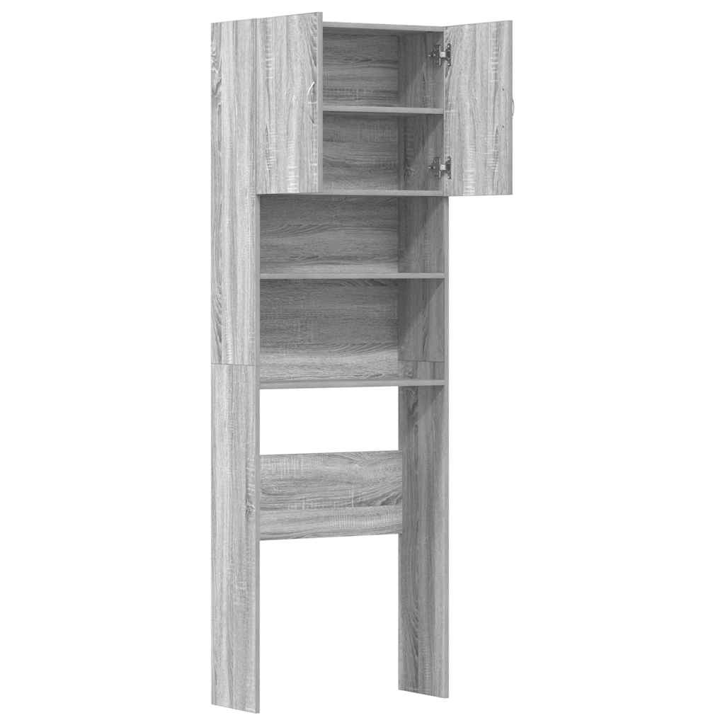 Vaskemaskinskap grå sonoma 64x24x190 cm konstruert tre