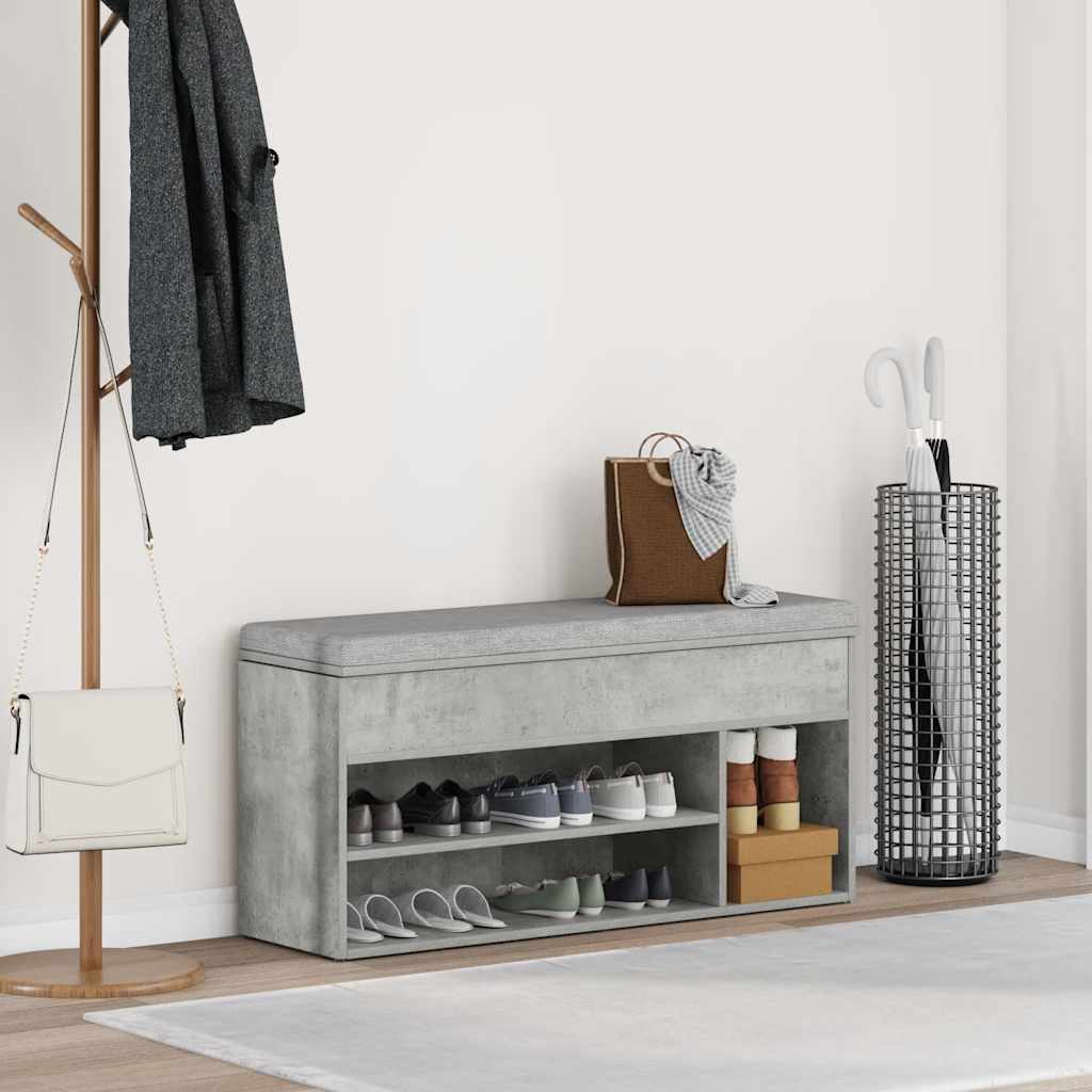 Skobenk betonggrå 102x30,5x45 cm konstruert tre