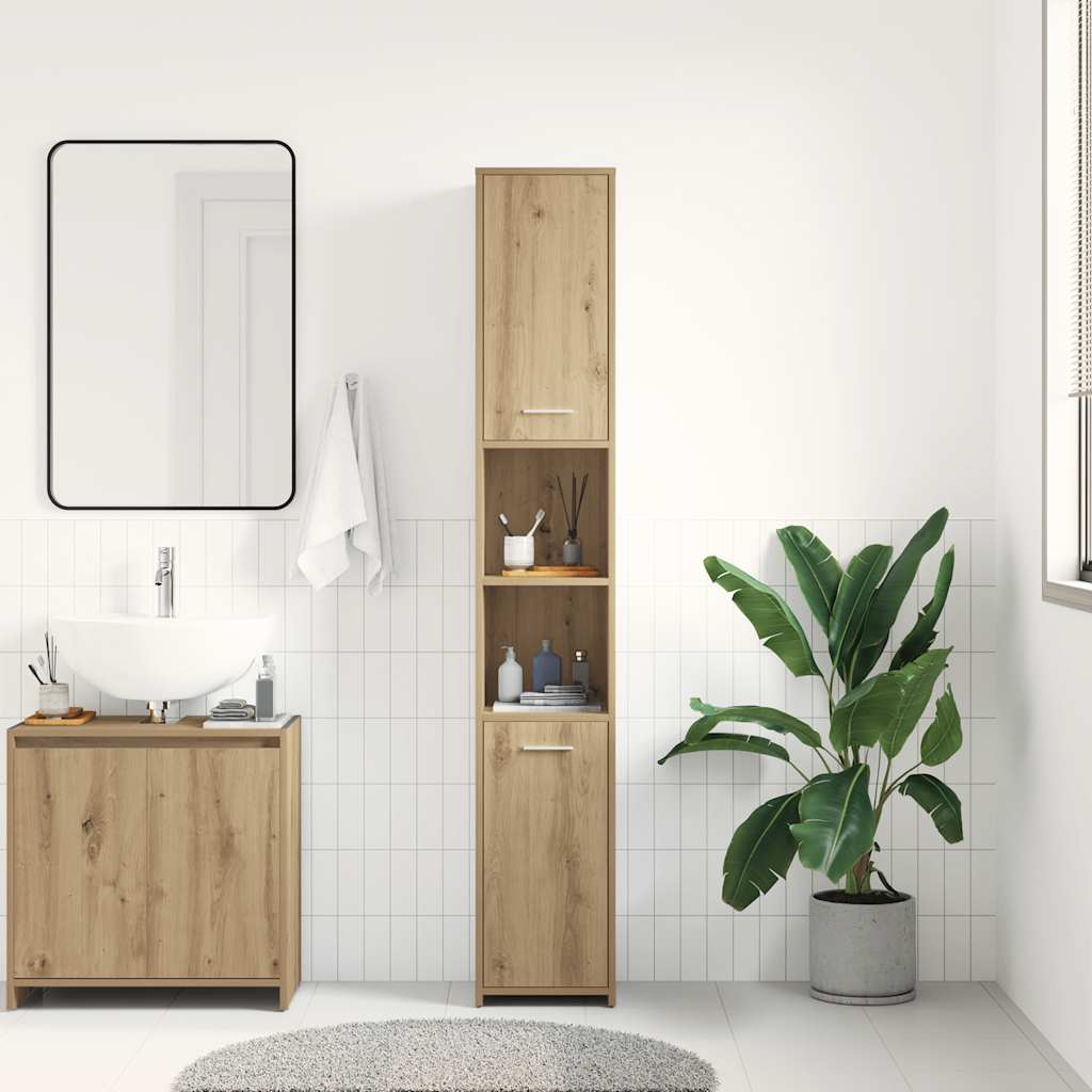 Baderomsskap artisan eik 30x30x183,5 cm konstruert tre