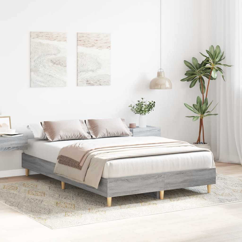 Sengeramme uten madrass grå sonoma 140x190 cm konstruert tre
