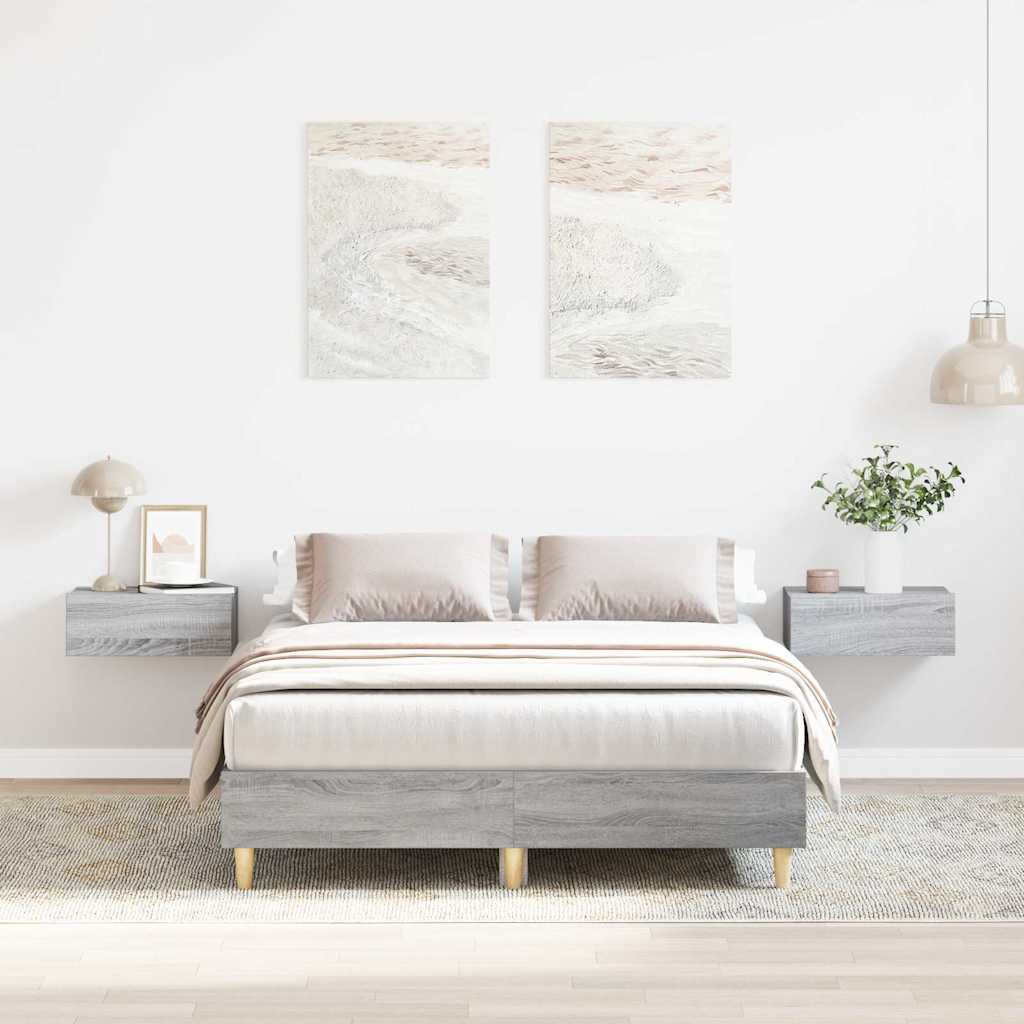Sengeramme uten madrass grå sonoma 140x190 cm konstruert tre