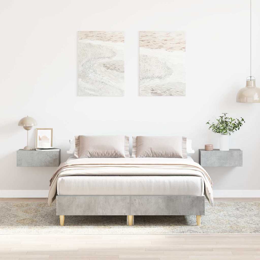 Sengeramme uten madrass betonggrå 135x190 cm konstruert tre
