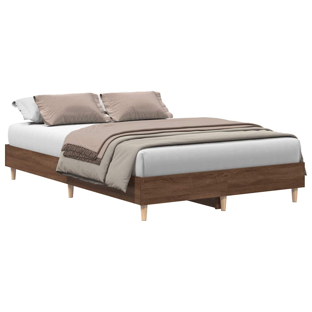 Sengeramme uten madrass brun eik 135x190 cm konstruert tre