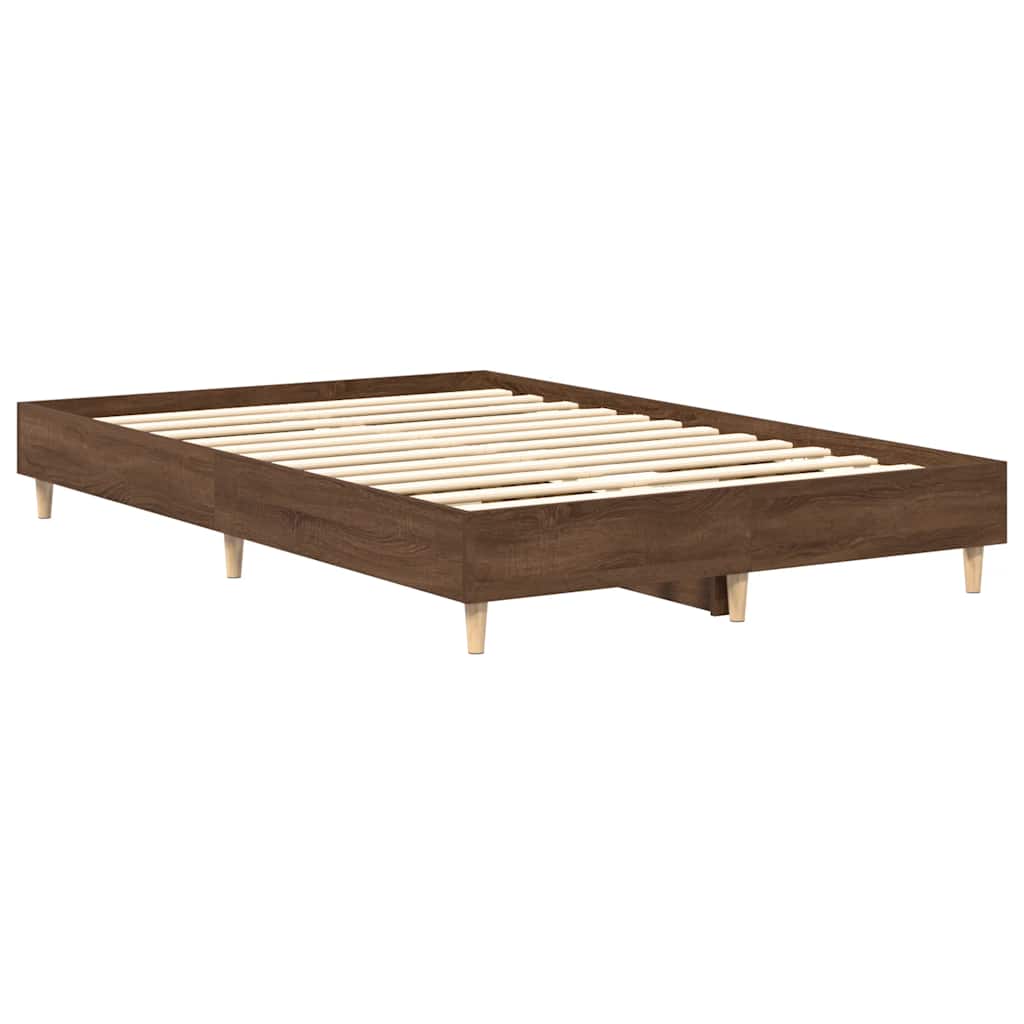 Sengeramme uten madrass brun eik 135x190 cm konstruert tre
