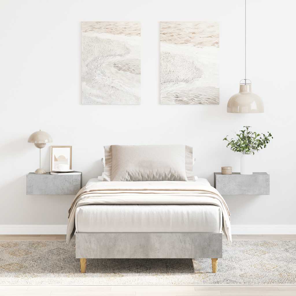 Sengeramme uten madrass betonggrå 75x190 cm konstruert tre