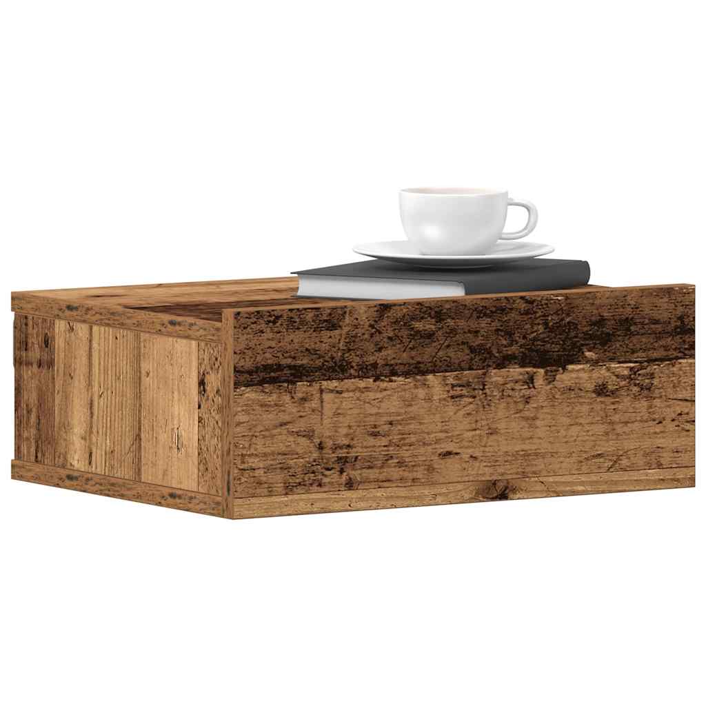 Flytende nattbord gammelt tre 40x32x15 cm konstruert tre