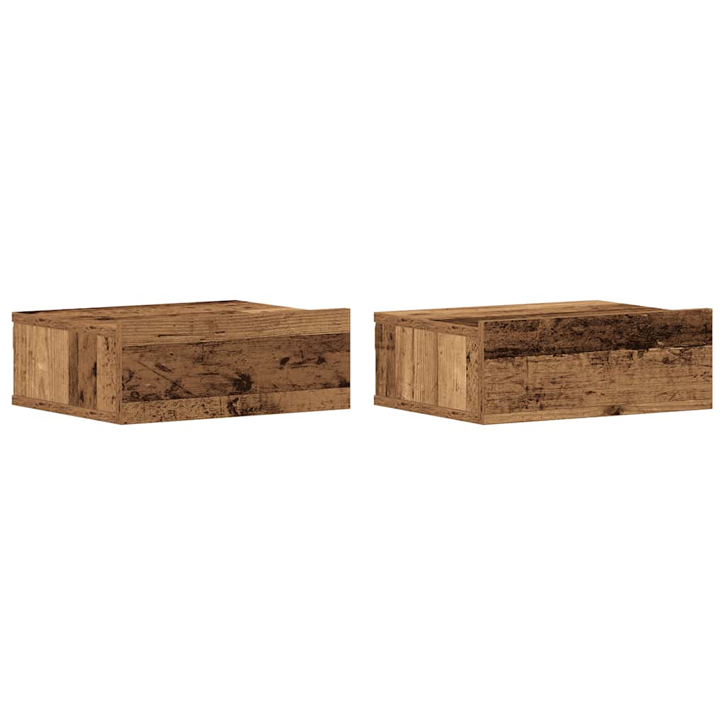 Flytende nattbord 2 stk gammelt tre 40x32x15 cm konstruert tre vidaXL