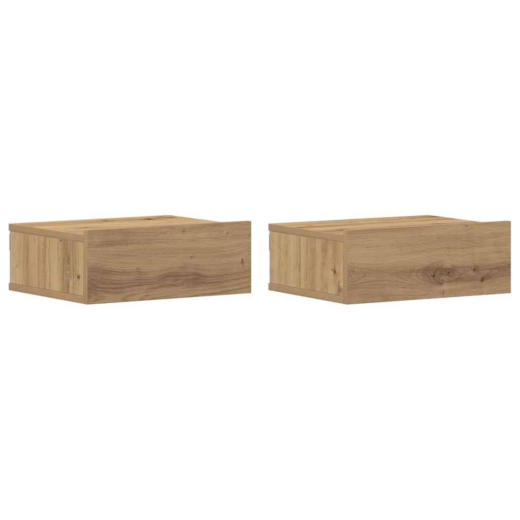 Flytende nattbord 2 stk artisan eik 40x32x15 cm konstruert tre vidaXL