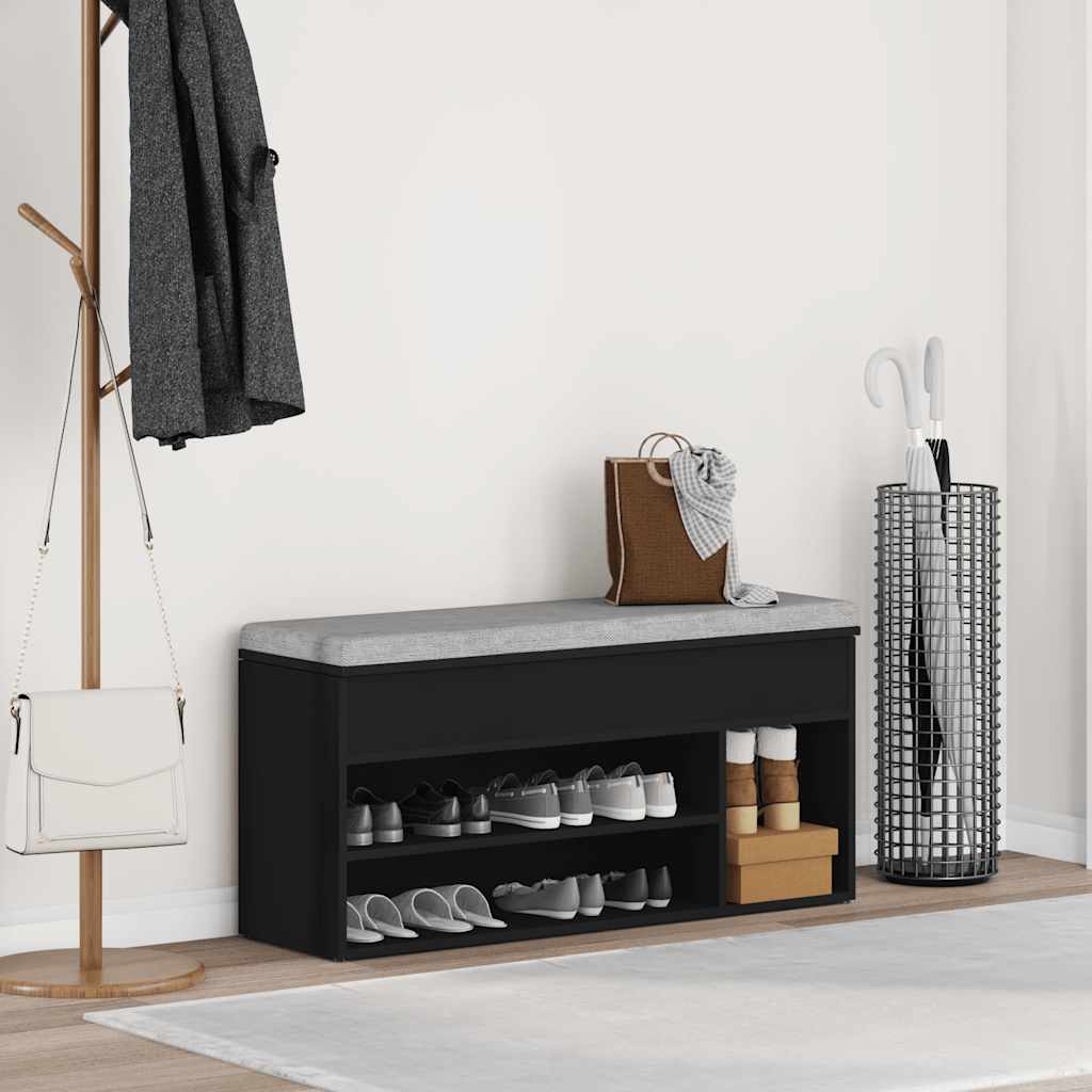 Skobenk svart 102x30,5x45 cm konstruert tre