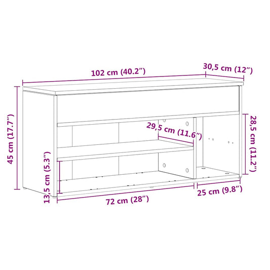Skobenk svart 102x30,5x45 cm konstruert tre