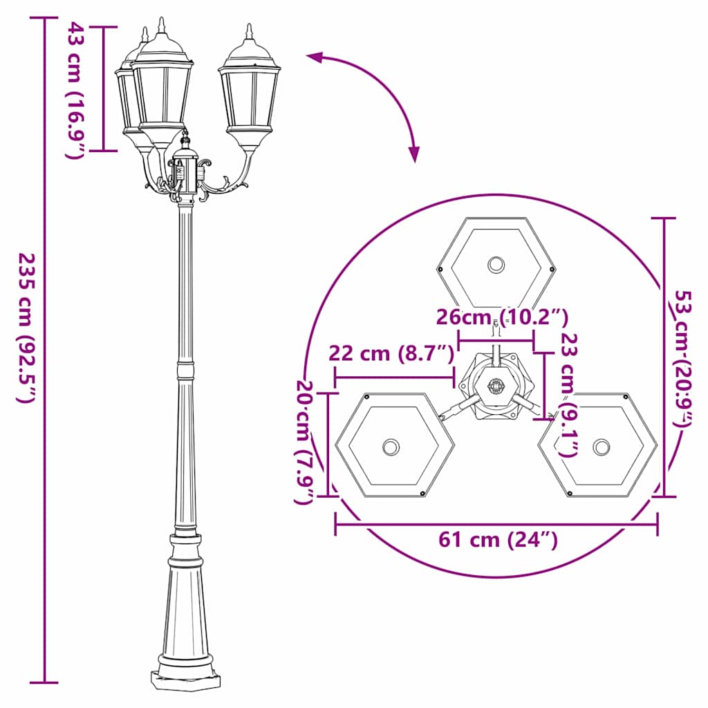Hage Lys Hvit 235 cm Aluminium
