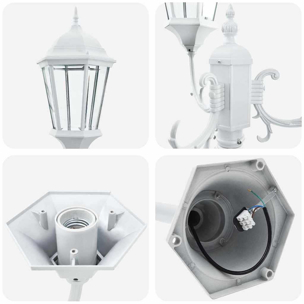Hage lyktestolpe Hvit Aluminium og Glass