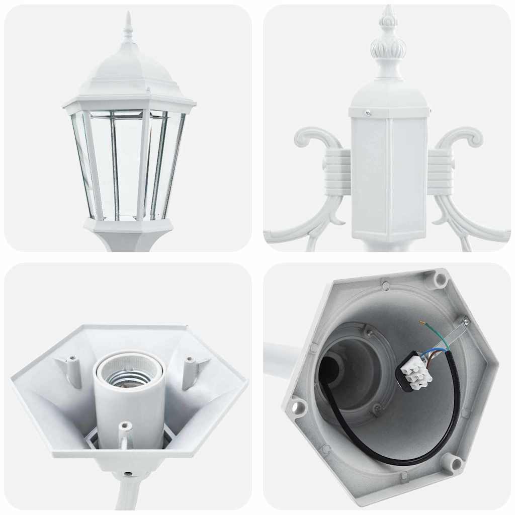 Hage lyktestolpe Hvit Aluminium og glass