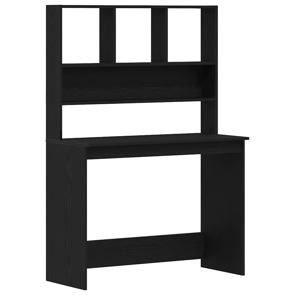 Skrivebord med hyller svart eik 102x45x148 cm konstruert tre