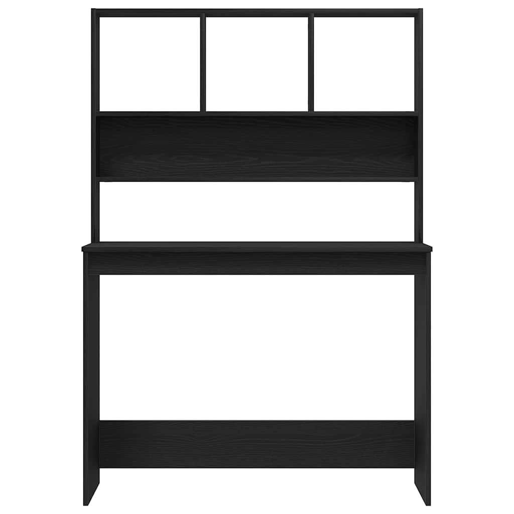 Skrivebord med hyller svart eik 102x45x148 cm konstruert tre